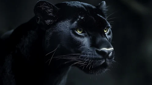 Black Panther Portrait: Luminous Eyes Against Deep Shadow.