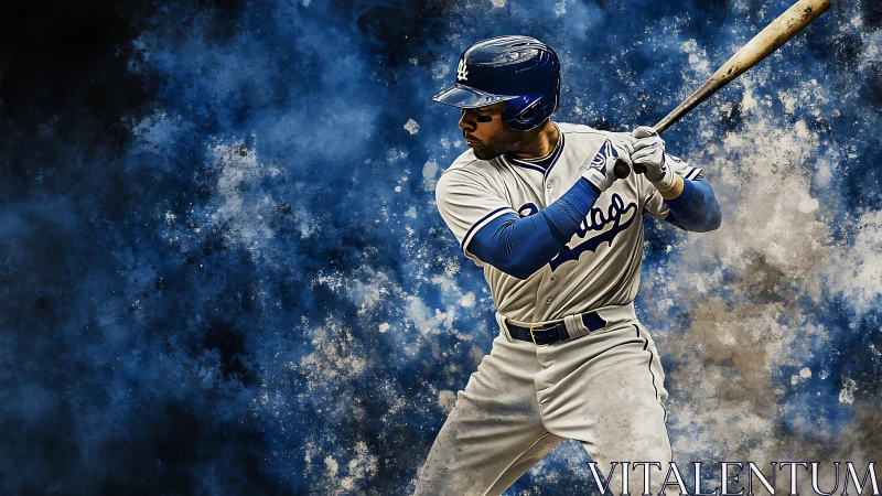 Dynamic baseball batter study in textured digital painting.