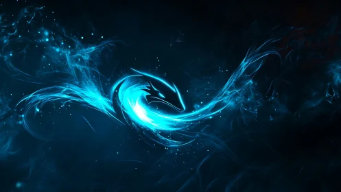 Luminous fox of starlit currents swirling through night.