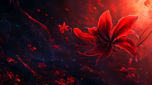 Crimson Flower Bloom: Abstract Fire Study.