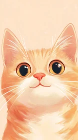 Bright-Eyed Orange Cat Portrait with Gentle Expression.