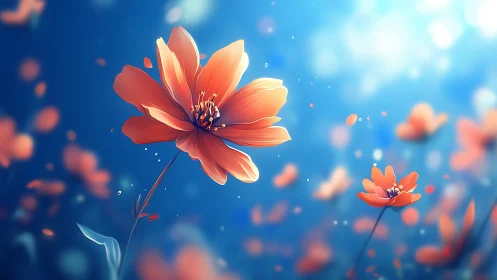 Luminous Cosmos Bloom: Where Coral Dreams Ignite the Sky.