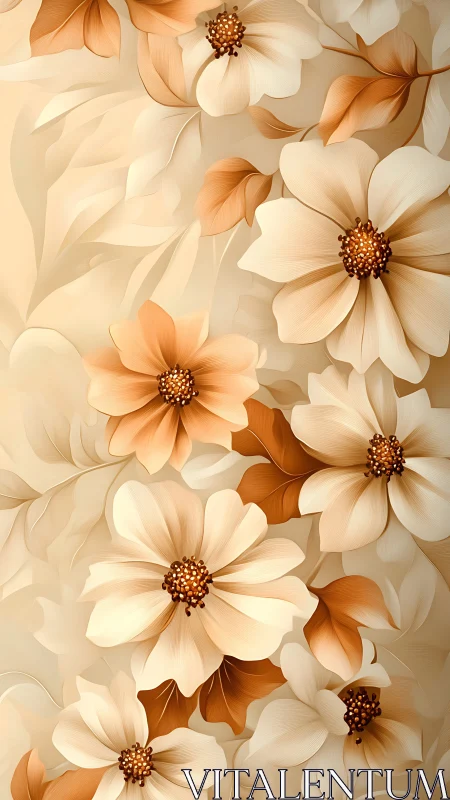 Dreamy Cosmos Blooms in Warm Cream and Amber Tones.