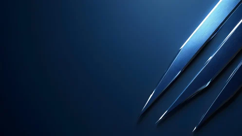 Metallic Claw Marks on Blue Abstract Background, Digital Art.