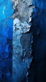 Stratified cobalt wall erosion with peeled pigment topography.