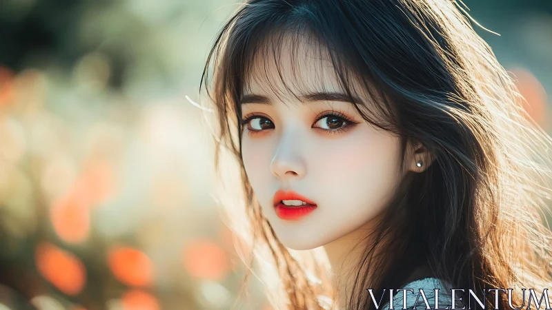 Digital portrait of young woman in soft outdoor backlight