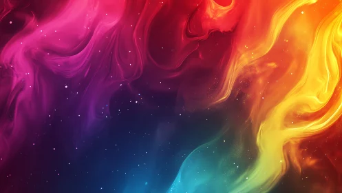 Cosmic paint rivers swirling across a neon night sky.