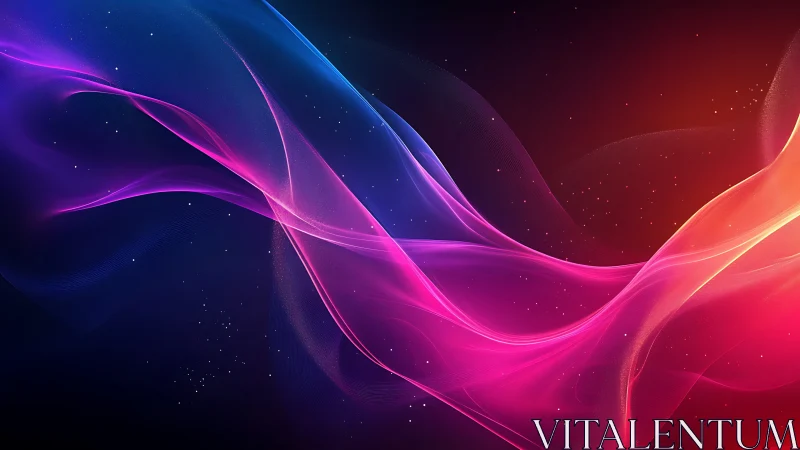 Colorful light waves curve across a dark gradient space