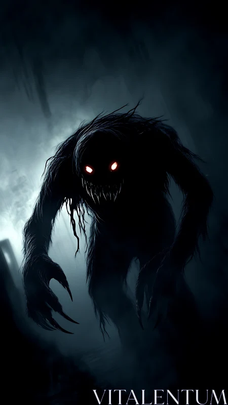 Shadow wraith silhouette with glowing red predatory eyes.