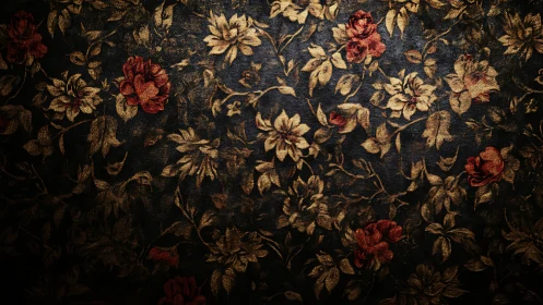 Ornate floral tapestry pattern on dark jacquard ground.