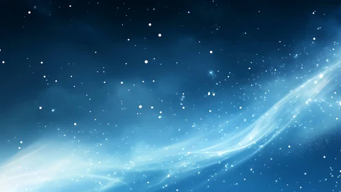 Starlit nebula stream drifting across deep sapphire space.