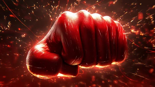 Clenched Fist with Incandescent Particle Emission.