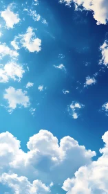 Soft summer clouds drift gently across a bright blue sky