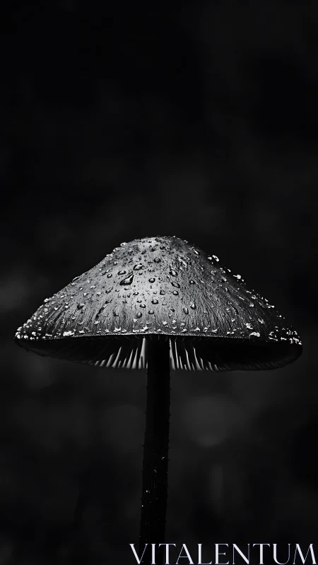 Rain-kissed forest mushroom glowing softly in the dark.