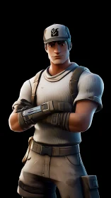 Stylized tactical soldier stands ready in neutral lighting.