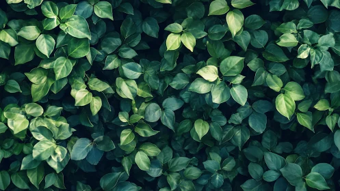 Dense green foliage pattern with overlapping leaves.