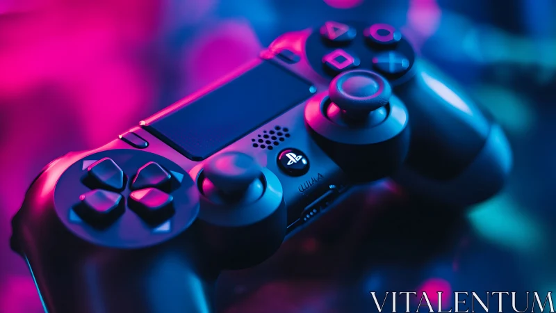 Neon Gaming Controller Illuminated in Vivid Cyan and Magenta Glow