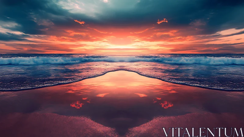 Mirrored sunset tides paint a luminous doorway of ocean fire.