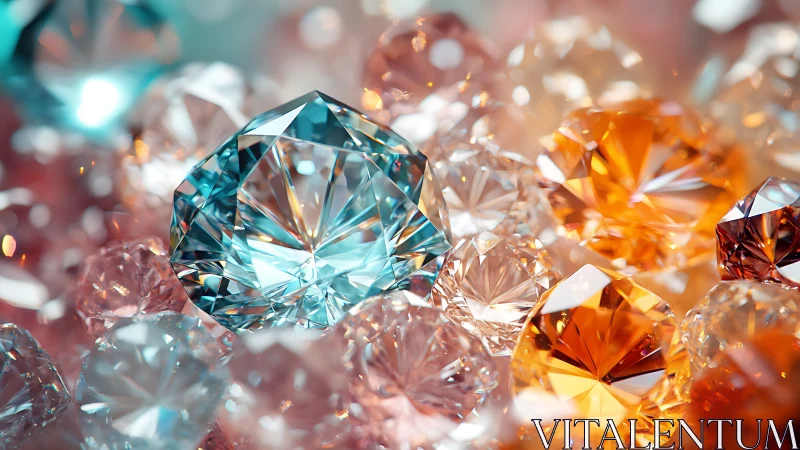 Radiant multicolored gemstones sparkle in a luminous cascade