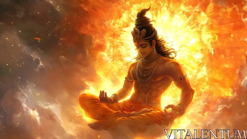 Solar serenity crowns the meditating celestial firelord