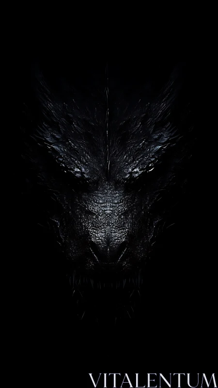 Midnight dragon visage emerging from shadowed void.