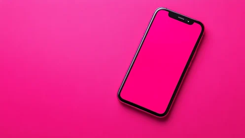 Smartphone display glowing against vibrant pink backdrop.