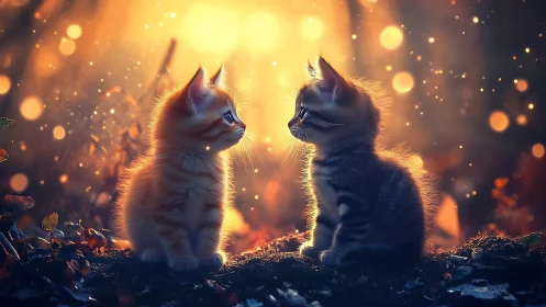 Two Kittens Share a Magical Moment in Golden Sunlight