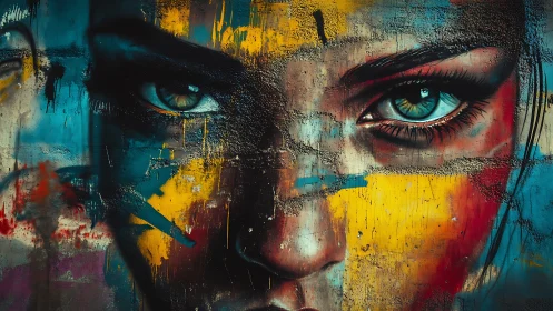 Streetwise eyes carve neon storms across rough concrete