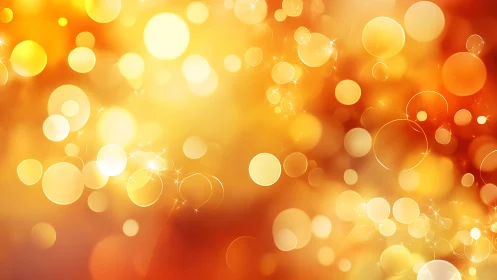 Glowing orange bokeh abstract background with light sparkles.