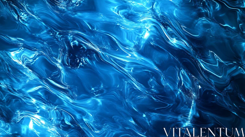 Liquid blue glass waves ripple through luminous depths.