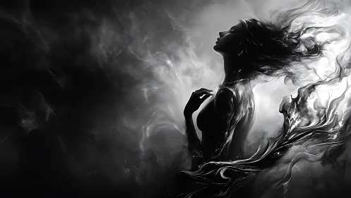 Whispers in the Smoke, a Silhouette Wrapped in Light.