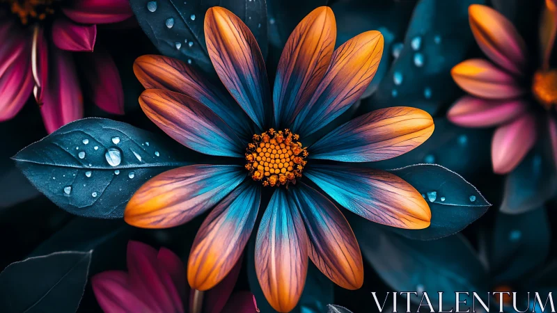 Midnight petals trade fire and ice in luminous bloom