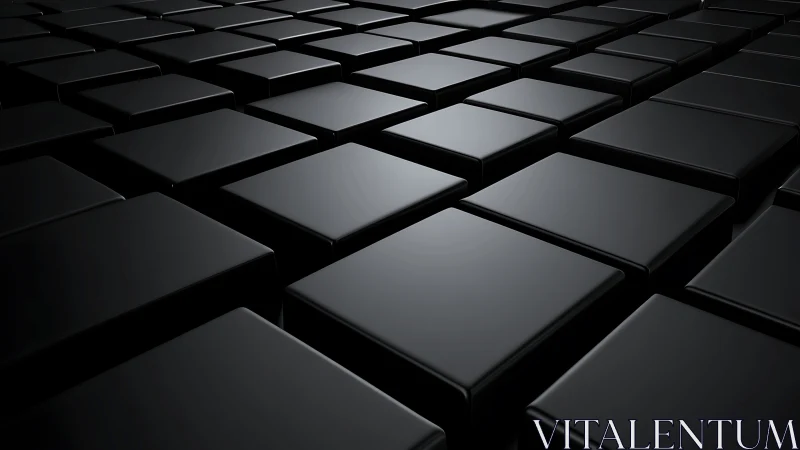 Staggered black tiles forming sleek geometric depthscape.