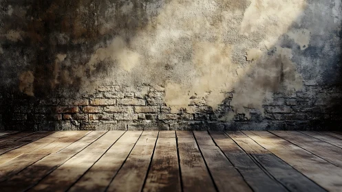 Sunlit planks trade secrets with a crumbling studio wall
