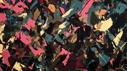 Abstract Colorful Leaf Pattern in Modern Expressionist Style.