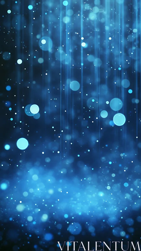 Glowing blue bokeh lights drift in a dreamy abstract night