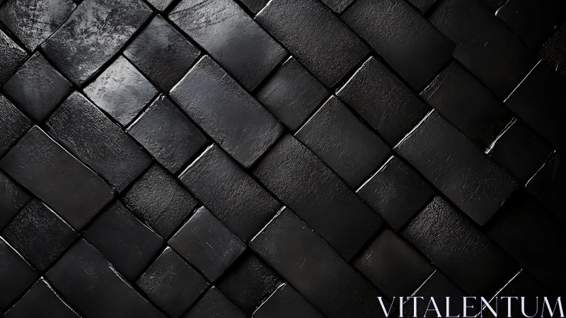 Smooth black tile weave creates calm, modern geometric rhythm
