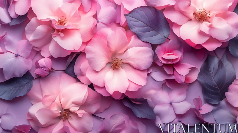 Multilayered Pink Rose Composite with Volumetric Petal Depth. Digital 3D.