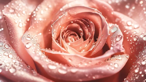 Close-up macro of pink rose petals with water droplets.