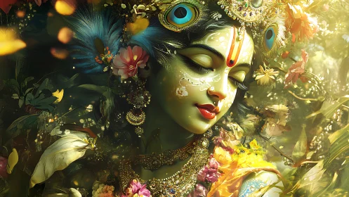 Emerald forest goddess dreaming in jeweled floral starlight.