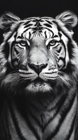 Monochrome tiger royalty holds the frame with silent thunder