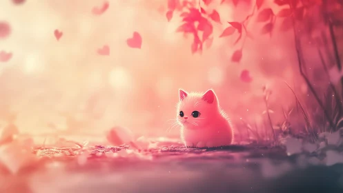 Luminescent Feline Subject in Chromatic Pink Environment.