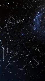 Starfield map renders constellations over dense galactic cluster