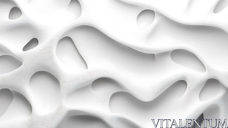 Abstract white 3D layered surface with organic cut-out shapes.