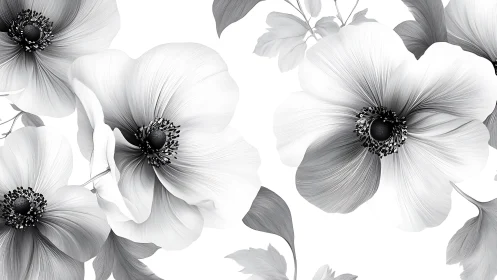 Black and White Anemone Blooms Dance Gracefully.
