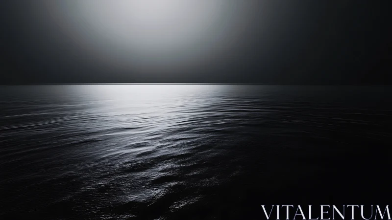 Gentle moonlit horizon over a calm, quietly rippling sea.