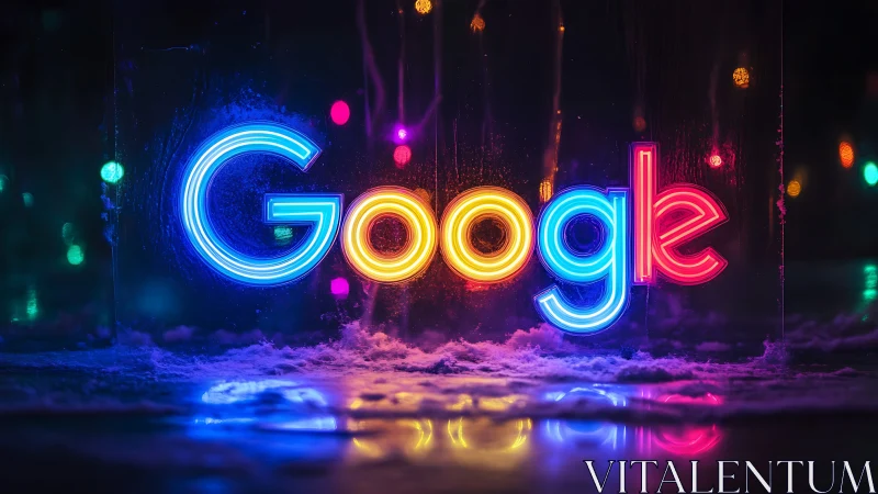 Google logo rendered as vivid neon light signage.