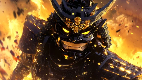 Digital rendering shows armored warrior amid controlled flames