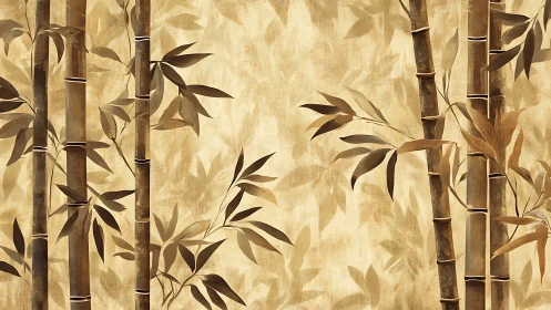 Textured bamboo illustration with sepia botanical silhouettes.