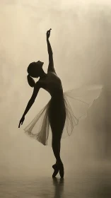 Backlit ballerina silhouette demonstrates precise arabesque line